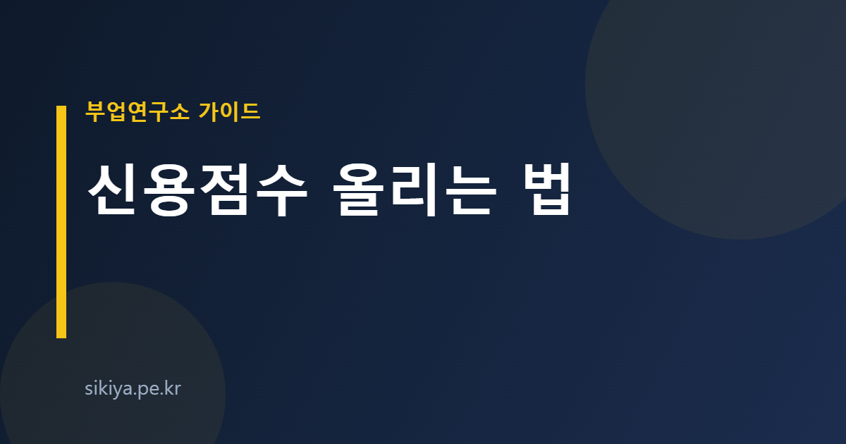 신용점수 올리는 법