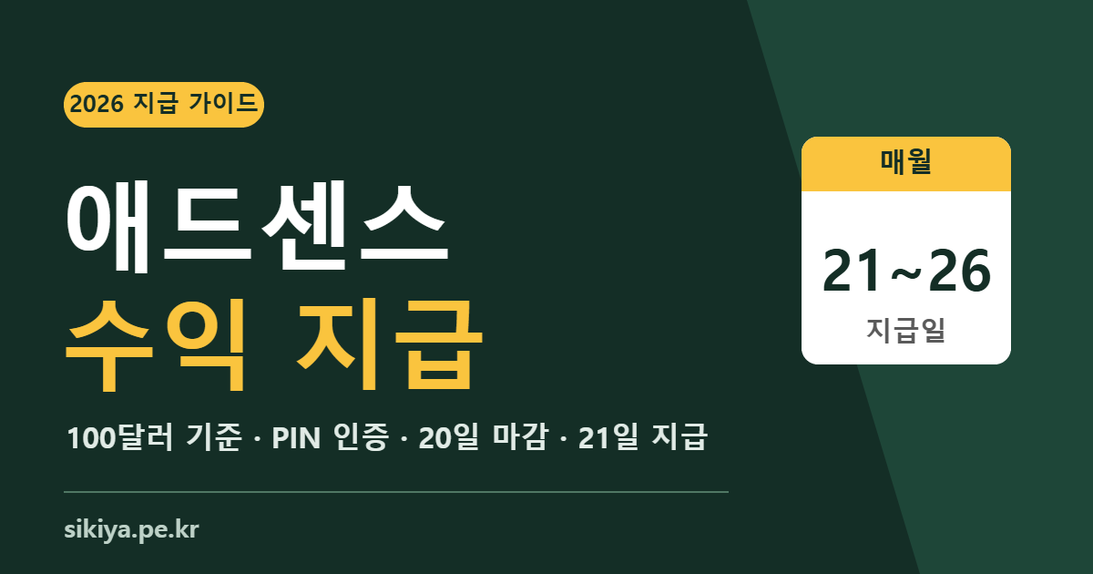 애드센스 수익 지급 일정 매월 21~26일과 100달러 기준 안내 이미지